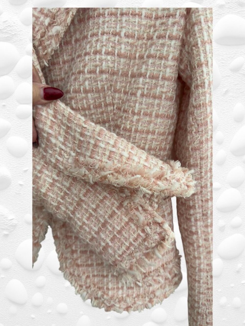 ZARA BASIC Light Pink Tweed Jacket, Size 2 - Like New - Picture 3 of 8